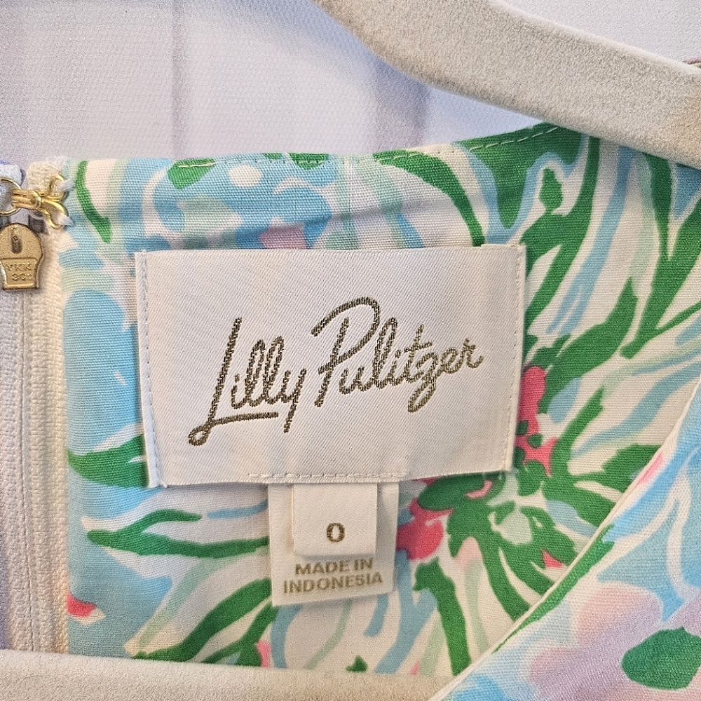 LILLY PULITZER Beckler Stretch  Shift Dress In Multi Bright Delight Patch - Picture 8 of 16